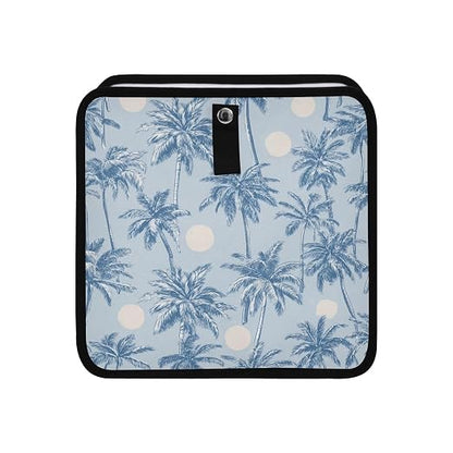 Car Trash Can Organizer Bin with Adjustable Strap for Back Front Seat Console Waterproof Leakproof Collapsible Portable 11 Inch Light Blue Palm Trees and Sun
