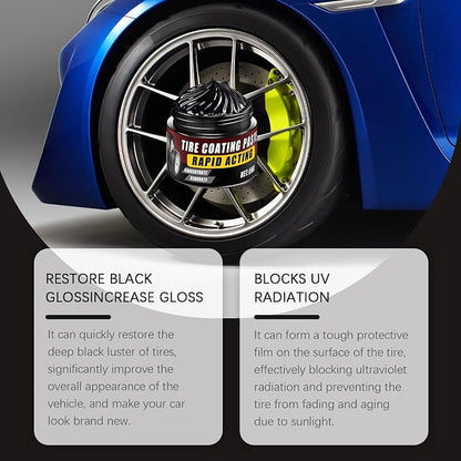 Premium Tire Coating & Trim Restorer, Tire Coating Paste, Long-Lasting Ceramic Coating & UV Protection, Sponge Nourish Renewal Restores Care Gloss Interior Auto Cleaning (4PCS)