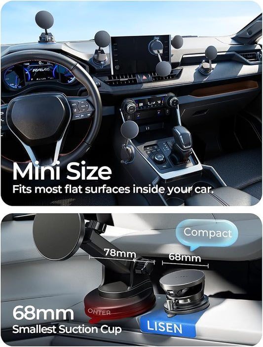 LISEN for 15W Magsafe Car Mount Charger, Magnetic Phone Holders for Your Car, Magnetic Wireless Car Charger, Suction Phone Mount for Car Accessories, Car Mount for iPhone 17 Pro Max 16 15 14 13 12 | [Lever Lock & Easiest Mount] Magsafe Car Mount Charge...
