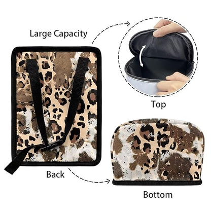 Talayituse Brown Leopard Cow Print Car Trash Can with Lid, Leak Proof Auto Trash Bag Hanging Vehicle Garbage Can Multipurpose Storage Container for Back Seat Road Trip