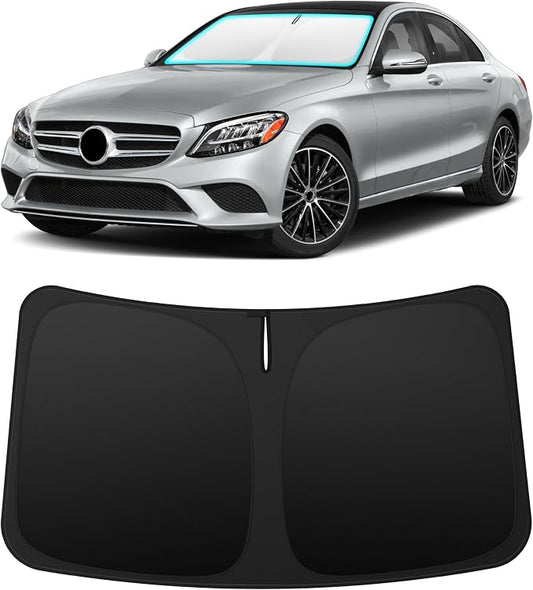 INSAUTO Custom Fit Windshield Sun Shade Accessories for Mercedes-Benz C-Class 2015-2021, Foldable Front Window Sunshade, UV & Heat Reflector, Keeps Interior Cool, Includes Storage Bag