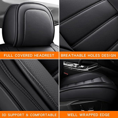MINGBRON Seat Covers, Car Seat Covers Front Seats, Car Seat Cover, Car Seat Protector Waterproof, Car Seat Cushion Nappa Leather, Black Seat Covers Carseat Cover Universal Fit for Most Cars