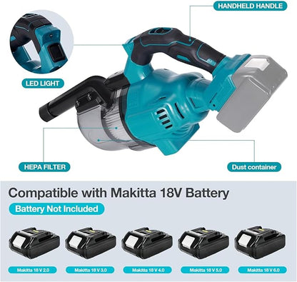 Handheld Cordless Vacuum Cleaner Compatible with Makita 18V Battery, Portable Wireless Power Vacuum Cleaner, 4 Multi Nozzle, 2 HEPA Filter, Lightweigt Vacuum for Home Pet Hair, Car(Tool Only)