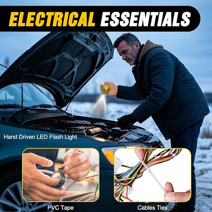 Nilight Car Emergency Kit with Jumper Cable, First Aid Kit Safety Assistance Tools for Travel Camping Outdoor Cars Truck SUV RV, Roadside Essentials with Flash Light