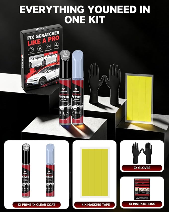 Ingot Silver Metallic UX for Ford Touch Up Paint Kit[2K Clear Coat Included],Exact Color Match Touch Up Paint for Chip and Scratch Repair