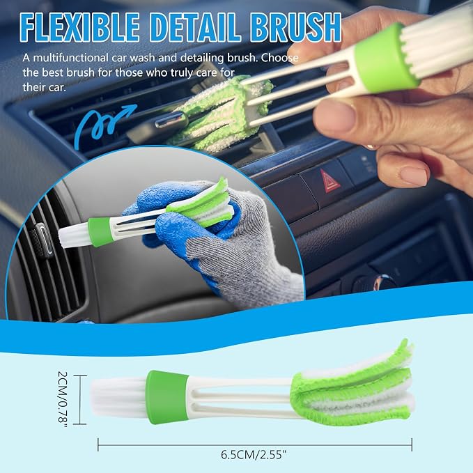 Car Wheel Brush Set, 5 Pack Soft Microfiber & Scratch-Free Deep Wheel Tire Scrubbing Tool with Detailing Brush for Car Vehicle Motorcycle Tire Rim Fenders Engine Exhaust Tips Car Wash Kit