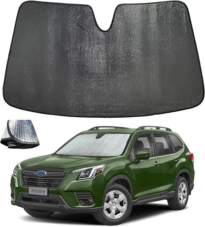 Car Windshield Sun Shade for Subaru Forester 2019-2024 Front Window Sunshade Sun Visor Protection Cover Accessories -5-Layer Bubble Foldable Thicken Blocks Heat & UV Rays Keep Car Cooler