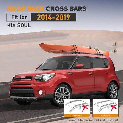 Roof Rack Cross Bar Compatible with Kia Soul 2014 2015 2016 2017 2018 2019 Roof Rack Cross Bars Aluminum Adjustable Roof Rack Rail