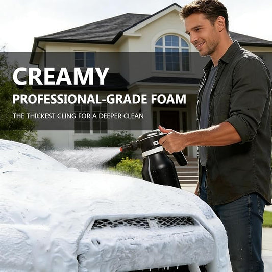 Electric Foam Sprayer,2L Portable Rechargeable Cordless Pressurized Spray Foam Cannon, Easy Clean & Acid Resistant for Car Wash Detailing Garden Black (Electric Foam Sprayer 2.0)