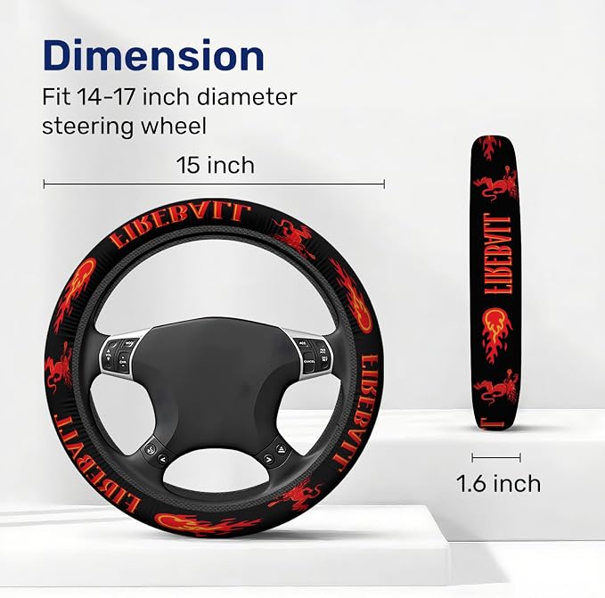 GENANY Drink Pattern Steering Wheel Cover, Non Slip Polyester Car Wheel Protector for Car SUV Truck, Universal 15 Inch