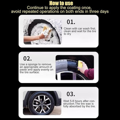 Car Tire Shine - 100g Auto Tire Gloss, Rubber Protectant | Vehicle Wheel Polish, Long Lasting Tire Coating, High Shine Tire Dressing, Liquid Tire Enhancer, Durable Car Detailer for Rubber Surfaces