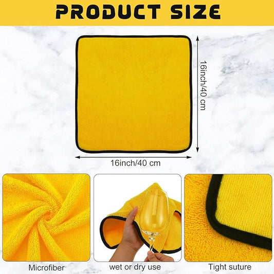 Tallew 120 Pcs Yellow Microfiber Towels: 16"x16" Microfiber Drying Towels Bulk Micro Fiber Car Cleaning Cloth for Cars Drying Washing Polishing Cleaning Household Supplies