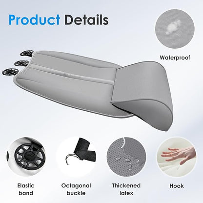 FLORICH Car Seat Extender Leg Support Cushion for Driver Seats Office Chair, Leather Memory Foam Widened seat Cushion for Long Drivers Universal Car Seat Cushion Legs Rest Pads-Light Grey