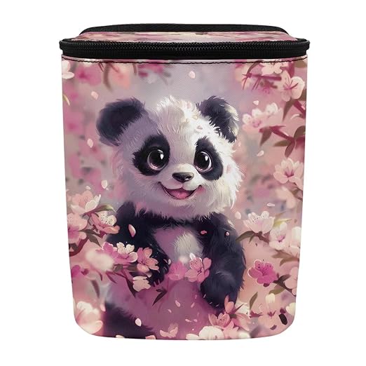 BIGCARJOB Cute Panda Car Trash Bags for Back Seat Auto Hanging Trash Can with Lid Storage Organizer Universal Interior Accessories Pink