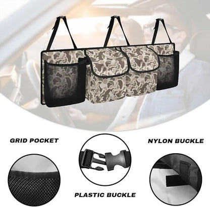 Brown Camo Trunk Storage Organizer Foldable Vehicle Interior Cargo Organizer Accessories 37" x 11.8" Large Capacity Car Organizers and Storage for Cars SUV Sedans