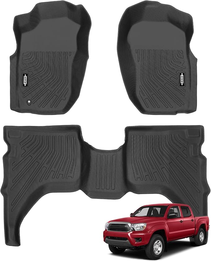 Custom Fit Floor Mats for 2001-2004 Toyota Tacoma(Only Fit for Tacoma Double Cab), All Weather TPE Floor Liners, Odorless Full Set Interior Accessories