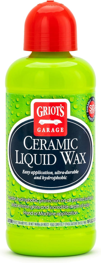 Griots Garage Ceramic Liquid Wax for Car Polishing and Detailing, High-Gloss Shine and Hydrophobic, Self-Cleaning Coating for Auto Paint, 10909, 16oz