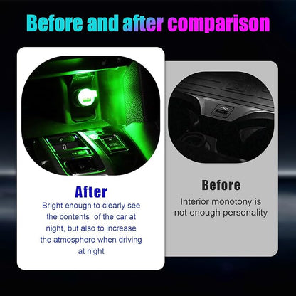 4 PCS USB LED Car Interior Atmosphere Lamp, Portable Mini LED Night Light, Plug-in USB Interface Trunk Ambient Lighting Kit, Universal Interior Car Accessories (Green)