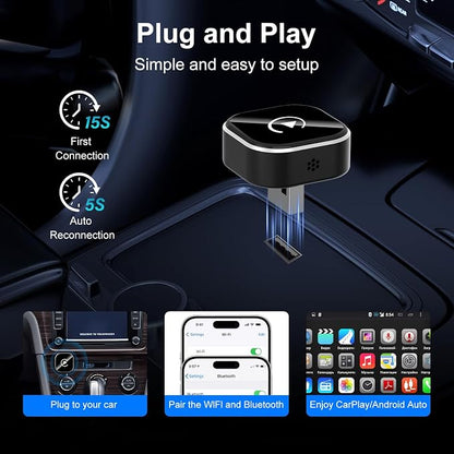 Wireless CarPlay & Android Auto Adapter: 2026 Upgraded Mini Plug & Play CarPlay Dongle - Convert Wired to Wireless - Fast Stable Connection, No Delay for for iOS 10+ & Android 11+, 2017+ Cars