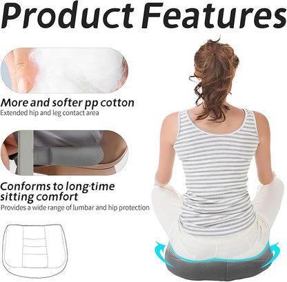 Car Booster Thick Height Adjustable Seat Cushion with Breathable Mesh Cover, Portable Seat Cushion for Driving, Office Chairs Wheelchairs Trucks SUV's and Home Use Gray