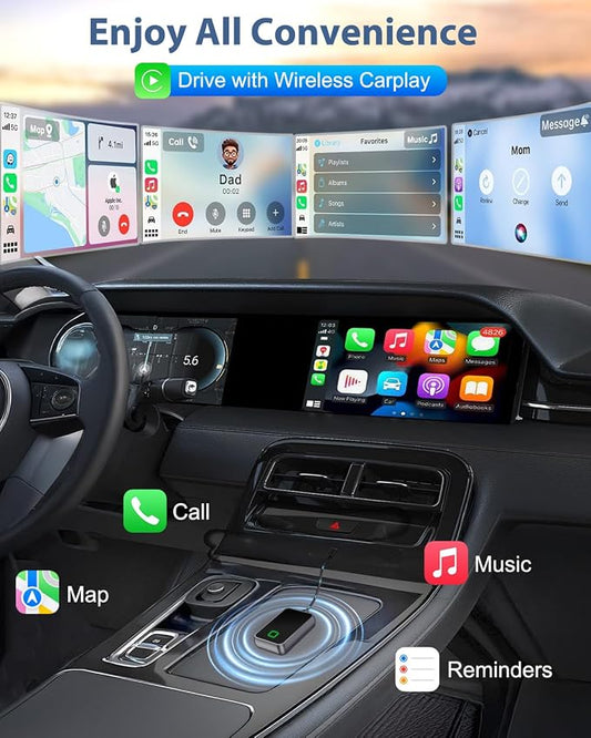 Wireless Carplay Adapter for iPhone, Converts Wired CarPlay to Wireless, Plug and Play Dongle for Apple CarPlay, Bluetooth Control Adapter for Cars from 2016 & Cars with Built-in CarPlay