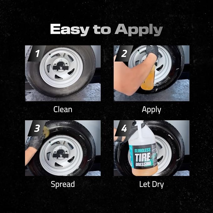 Briggs Slingless Tire Dressing – High Gloss Tire Shine Spray, Sling-Free Wet Look Finish for Tires, Rubber Moldings & Exterior Trim, Solvent-Based Formula – 128oz
