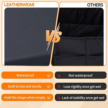 Car Trunk Organizer for 2021-2023 Tesla Model 3, Leather Sturdy Car Storage Organizer Trunk Organizer for Suv with Lid and Push-pull Handle (Black, 30.7 * 11.4 * 12.2in)