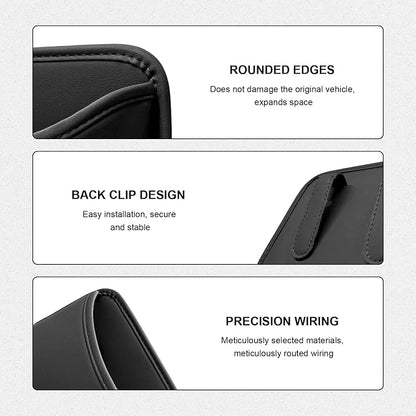 Car Trash Can, Clip On Garbage Organizer Multifunctional Car Door Hanging Container, Waterproof Leather Trash Bin Universal Interior Storage Box for Vehicle Home Office (Black)