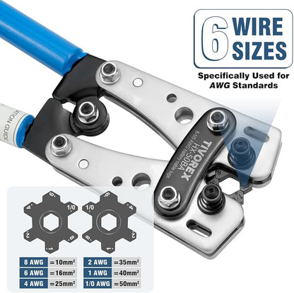 Battery Cable Wire Lug Crimping Tool for AWG 8-1/0 Heavy Duty Wire Copper Lugs, Electrical Lug Crimper with Cable Cutter