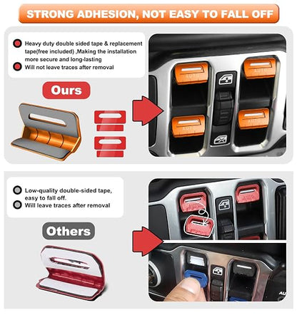 for Jeep 4 PCS Upgrade Metal Window Switch Button Cover Compatible with Jeep Wrangler JL JLU 2026 2025 2024 2023 2022 2021 2020 2019 2018 & Gladiator JT 2020-2026 Interior Accessories (Orange)