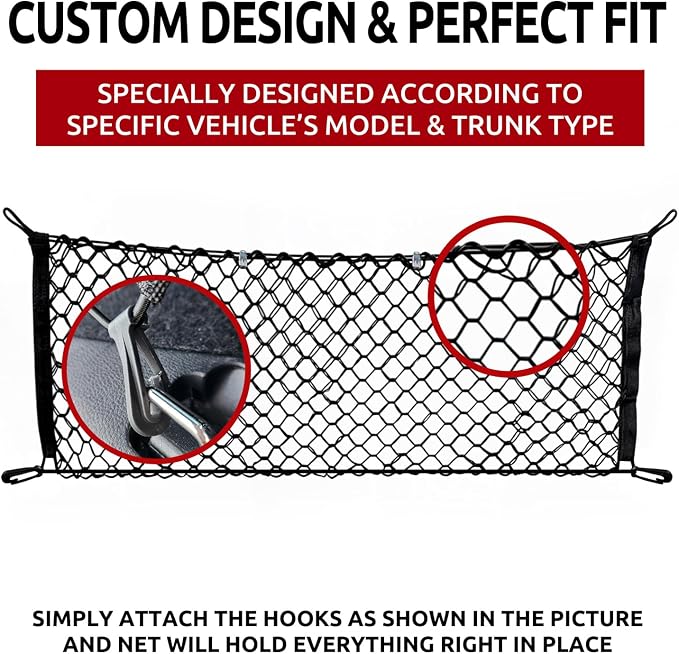 Envelope Style Trunk Mesh Cargo Net - For Jeep Grand Cherokee 2011 - 2021 Car Accessories - Premium Trunk Organizers and Storage - SUV Truck Cargo Nets - Vehicle Carrier Organizer for Cherokee WK