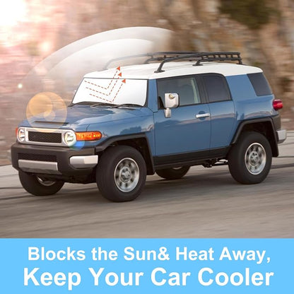 TINGLU Sun Shade for Toyota FJ Cruiser Sport Utility 2007-2014 Accessories Windshield Sun Shade Window Shade UV Rays Protection Sun Visor Cover with Steering Wheel Sunshade Storage Bag