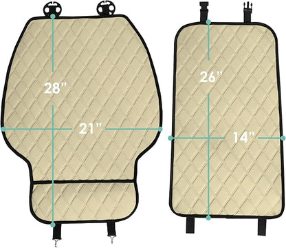 FH Group Car Seat Cushion – Neosupreme Single Front Seat Cover with Front Pockets, Airbag Compatible, Universal Fit Car Seat Cushion for Driver or Passenger Seat, SUV, Truck, Sedan & Van – Beige