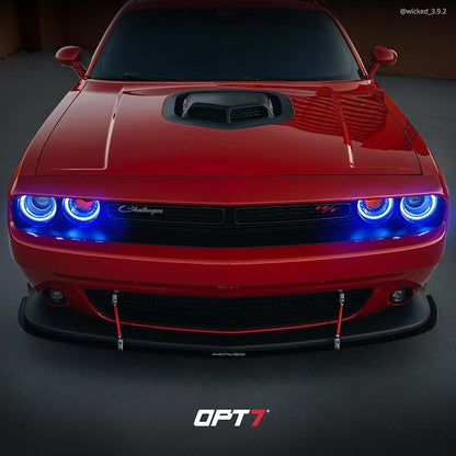 OPT7 Aura Halo Accent Lights for 2008-2023 Dodge Challenger with Remote Control, 12" Multi-Color LED Strip, Car Neon Lighting Kit