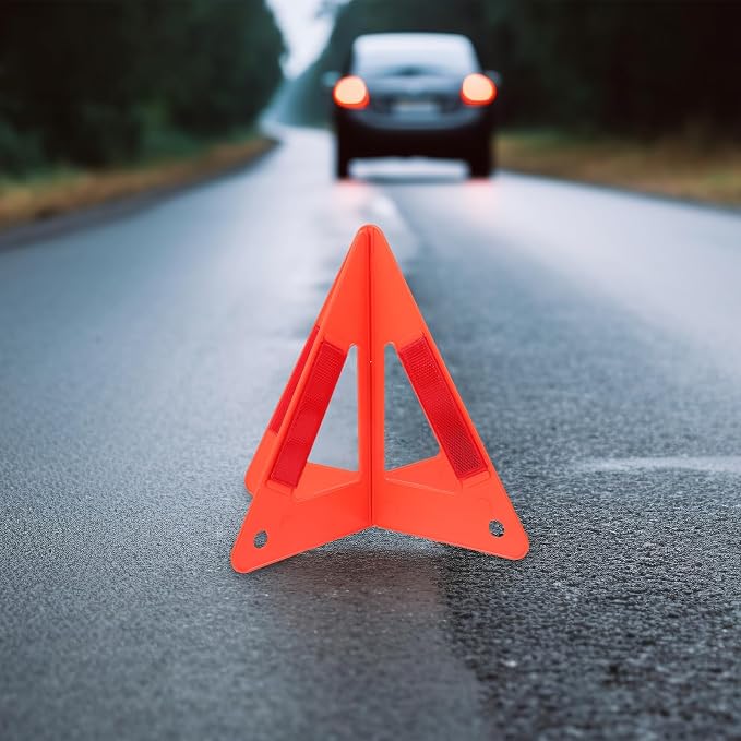 MAGICLULU Car Road Safety Kit 2pcs Reflective Emergency Warning Triangles with Plastic Triangle Signs for Roadside Vehicle Warning and Breakdown Safety