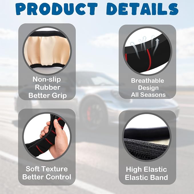Car Steering Wheel Cover, 14.5"-15" Inch Universal Anti-Slip DurableSteering Wheel Protective Cover, Breathable Auto Interior Decoration Accessories for Sedan SUV Truck (Black Spider Web)