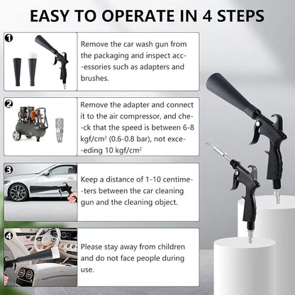 Tornado Detailing Car Cleaning Gun with Metal Nozzle | Interior Drying Air Gun | High Pressure Blower Gun | Car Cleaning Kit for Swiftly Removing Dirt and Dust with Air Flow