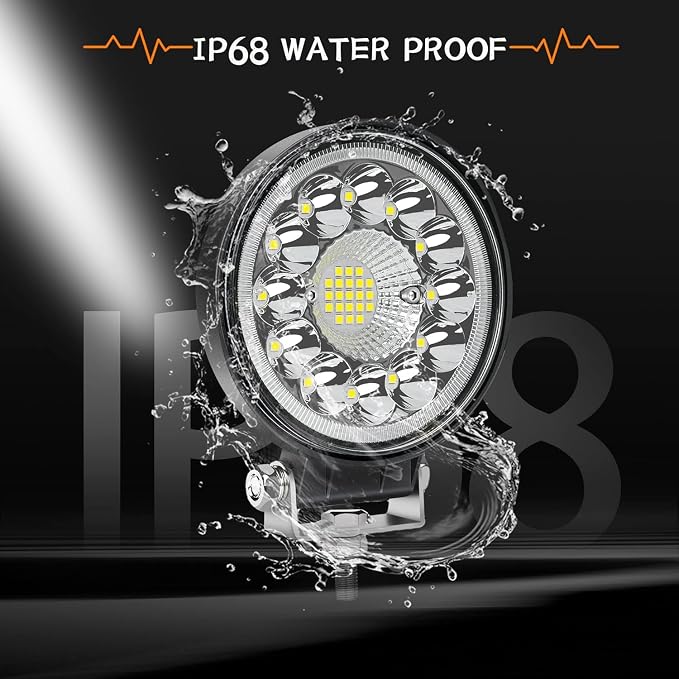 SAN YOUNG Round LED Off Road Lights, 4 Inch 12V 24V LED Tractor Work Lights Pods, 120W 10000lm Offroad Driving Lights for Truck ATV UTV RV OTR Boat Pickup Golf Cart, 10PCS