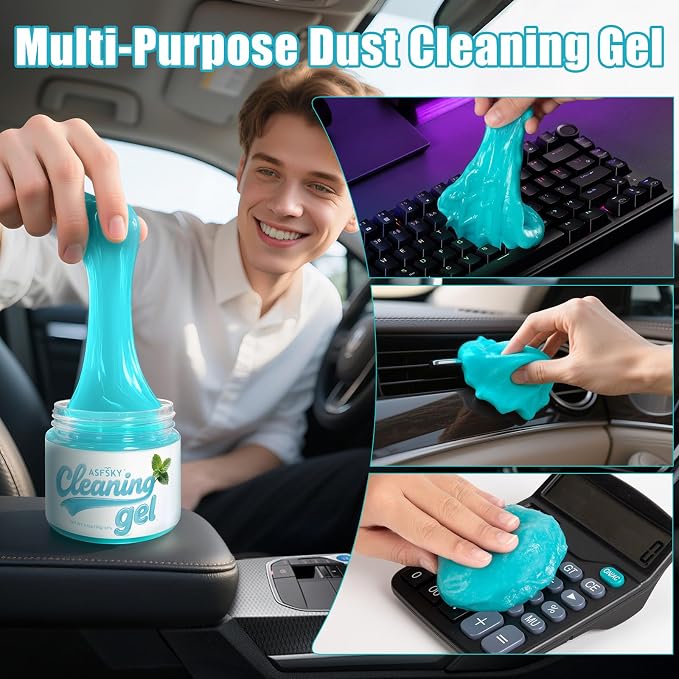 ASFSKY Car Cleaning Gel (Blue,Mint) Cleaning Putty Universal Dust Cleaning Car Interior Cleaner Keyboard Dust Remover Car Slime Gifts for Men Women girl（1 pack）