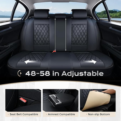Coverado Car Seat Covers Full Set, 5 Seat Black Seat Cover for Cars, Luxury Faux Leather Waterproof Seat Cover, Front and Back Car Seat Protector, Universal Auto Seat Covers Fit for Most Cars
