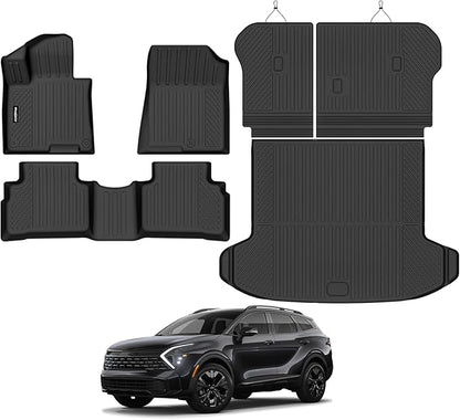 Floor Mats for 2023 2024 2025 Kia Sportage Gas (Not Hybrid), Trunk Mat and Backrest Mat All Weather TPE Protector for Kia Sportage Accessories Floor Liner