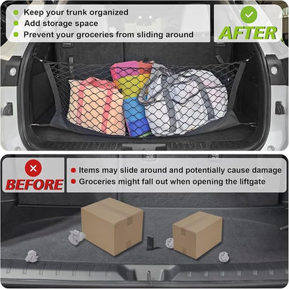 Muslogy Truck Bed Cargo Net Trunk Netting Compatible with 2014-2025 2026 Toyota Highlander Accessories, Pickup Cargo Organizer SUV Sedan Storage Net w/Heavy Duty Carabiners