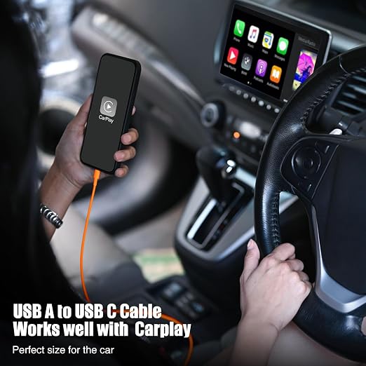 3-Pack Orange [3.3FT+3.3FT+6FT] USB A to USB C Cable，USB to USB C Cable，Car Carplay Cable for iPhone 17 16 15 Pro Plus Pro Max Air，for Galaxy S25, for iPad, for MacBook and More