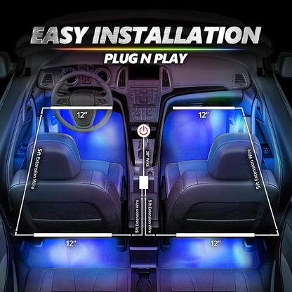 OPT7 Halo Ring & Interior Light & Underglow App & Remote Control Bundle Kit for Dodge Challenger 2008-2023, Easy Installation, Multicolor Music Sync, Car Ambient Decoration