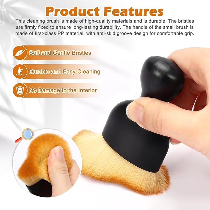 4 Pcs Car Interior Cleaning Tool,Car Interior Detailing Brush,Car Cleaning Brush Dust Collectors, Car Interior Cleaning Soft Brushes,Curved Design Dirt Dust Clean Brushes