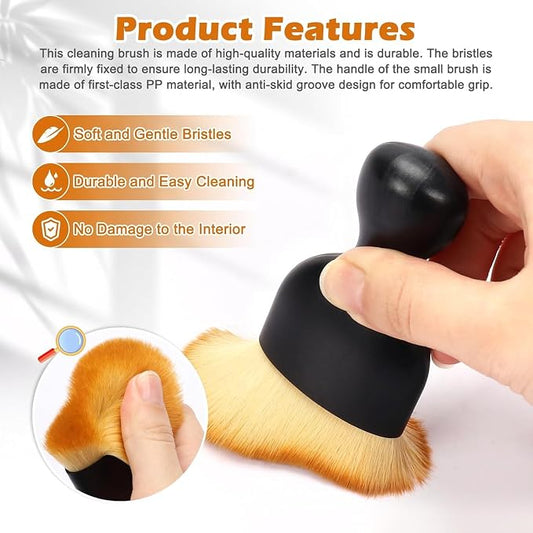 4 Pcs Car Interior Cleaning Tool,Car Interior Detailing Brush,Car Cleaning Brush Dust Collectors, Car Interior Cleaning Soft Brushes,Curved Design Dirt Dust Clean Brushes