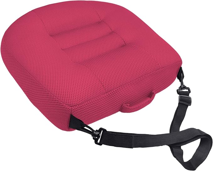 Universal Booster Seat Cushion with Adjustable Height, Breathable Mesh Portable Design with Straps, Improve Vision Improve Sitting Posture Stress Relief Driving Office Family Outdoor - Pink