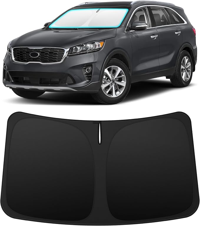 INSAUTO Custom Fit Windshield Sun Shade Accessories for Kia Sorento 2016-2020, Foldable Front Window Sunshade, UV & Heat Reflector, Keeps Interior Cool, Includes Storage Bag