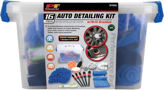 Performance Tool W4992 Ultimate Car Wash Kit (16 Pieces) - The Complete Solution for a Sparkling Clean Car