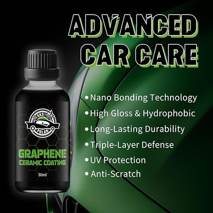 Graphene Ceramic Coating for Cars (50ml) - 10H Graphene Coating for Car Detailing-5+ Years Protection, Hydrophobic, Scratch & UV Resistant, High GlossFinish - Professional-Grade Car Detailing Kit